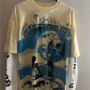 Godspeed Cream and Blue Graphic Long Sleeve Shirt